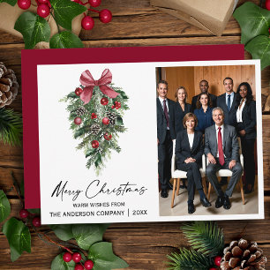 Watercolor Pines Company Photo Christmas Holiday Card