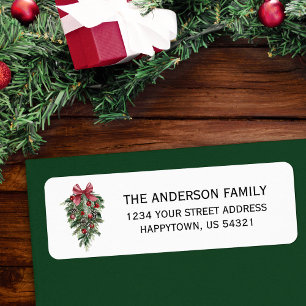 Watercolor Pines Holiday Return Address