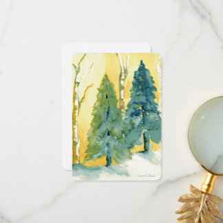 Watercolor Pines in Sunset card
