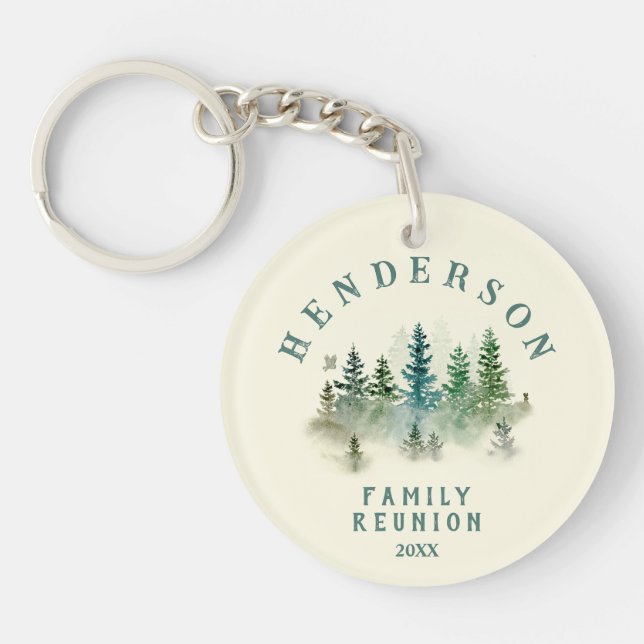 Watercolor PineTrees Family Reunion Button (Devant)