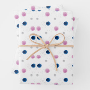 Watercolor pink and blue  wrapping paper sheet
