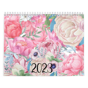 Watercolor Pink and Blush Peonies Calendar