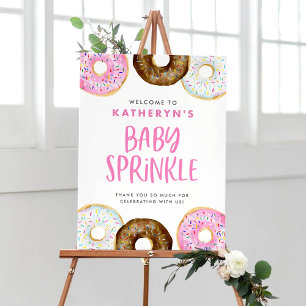 Watercolor Pink and Chocolate Doughnuts Baby Sprin Poster