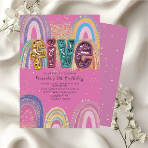 Watercolor pink and gold stars BirthdaInvitation Invitation