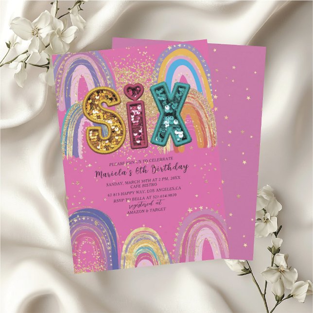  Watercolor pink and gold stars  BirthdaInvitation Invitation (Creator Uploaded)