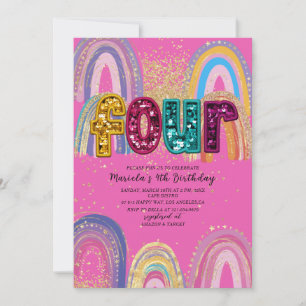 Watercolor pink and gold stars BirthdaInvitation Invitation