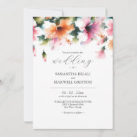 Watercolor Pink and Orange Floral Wedding