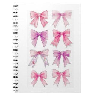Watercolor Pink and Purple Bows Collection Notebook
