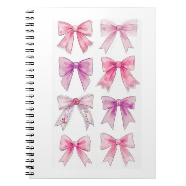 Watercolor Pink and Purple Bows Collection Notebook (Front)
