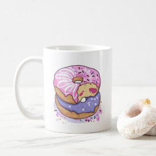 Watercolor Pink And Purple Doughnuts With Sprinkle Coffee Mug