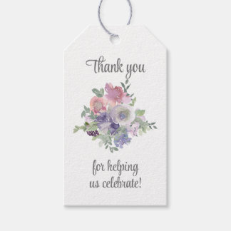 Watercolor Pink and Purple Floral Gift Tag