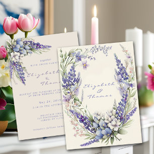 Watercolor Pink and Purple Flowers Wedding Invitation