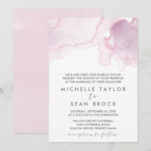 Watercolor   Pink and Purple Formal Wedding Invitation