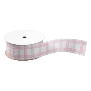 Watercolor Pink and White Bamboo Stripes Grosgrain Ribbon