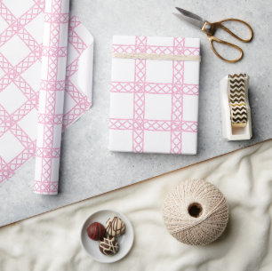 Watercolor Pink and White Bamboo Wrapping Paper