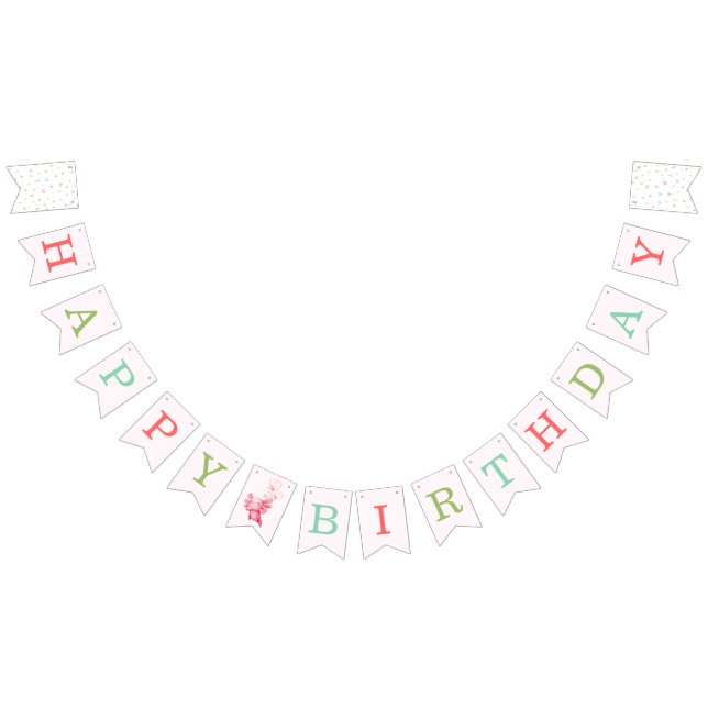 Watercolor Pink Axolotl Birthday Party Bunting Flags (All)