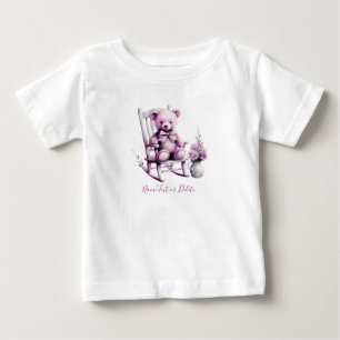 Watercolor Pink Baby Bear Baby T-Shirt