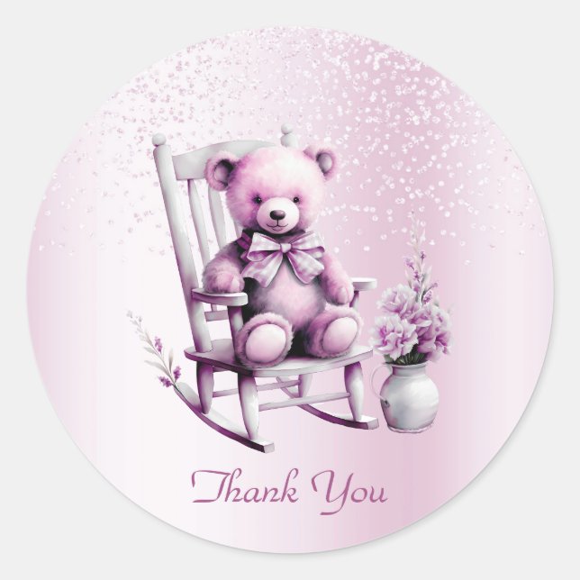 Watercolor Pink Baby Bear Sticker (Front)