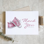 Watercolor Pink Baby Booties Baby Shower Thank You Card<br><div class="desc">Send thanks to your guests with this customizable baby shower thank you card. It features watercolor illustration of an adorable pink baby shower. Personalize this baby shower thank you card by adding your details. This pink watercolor thank you card is perfect for It's a Girl baby showers.</div>