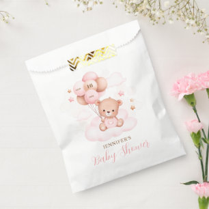 Watercolor Pink Balloons Teddy Bear Baby Shower Favour Bag