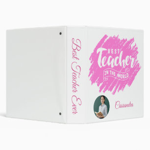 Watercolor Pink Best Teacher in The World Photo Binder