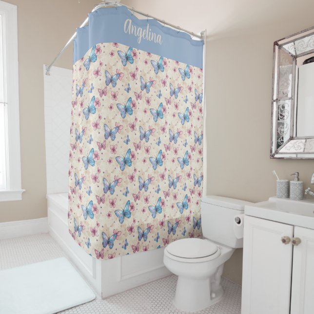 Watercolor pink blue Butterfly pattern name  (In Situ)