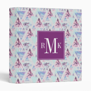 Watercolor Pink & Blue Palm Tree Pattern Binder