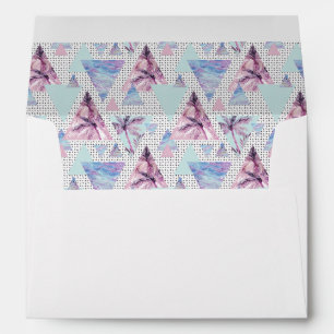 Watercolor Pink & Blue Palm Tree Pattern Envelope