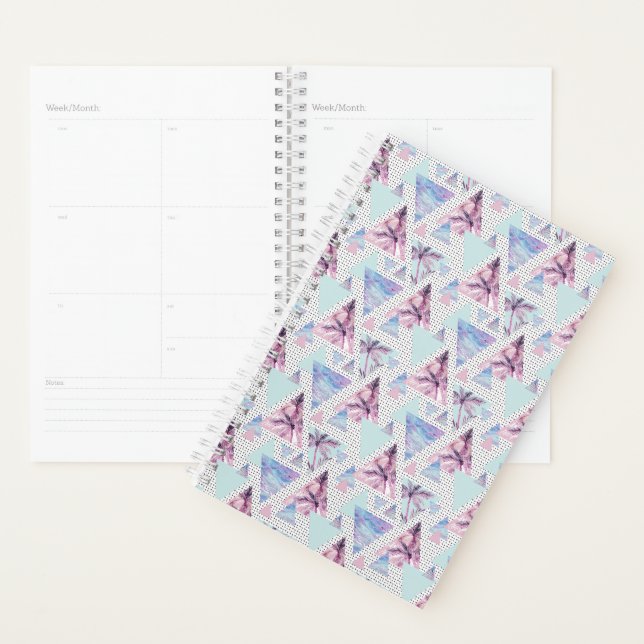 Watercolor Pink & Blue Palm Tree Pattern Planner (Display)