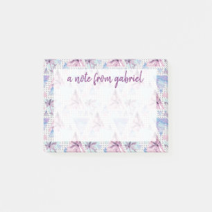 Watercolor Pink & Blue Palm Tree Pattern Post-it Notes