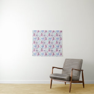Watercolor Pink & Blue Palm Tree Pattern Tapestry