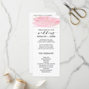 Watercolor Pink Blush and Gold Wedding Program