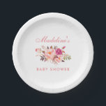 Watercolor Pink Blush Floral Baby Shower Paper Plate<br><div class="desc">Pink Blush Gold Watercolor Floral Baby Shower Paper Plate</div>
