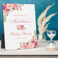 Watercolor Pink Blush Floral Baby Shower Welcome