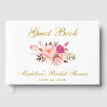 Watercolor Pink Blush Floral Gold Bridal Shower Guest Book<br><div class="desc">Watercolor Pink Blush Floral Gold Bridal Shower Guest Book</div>