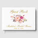 Watercolor Pink Blush Floral Gold Bridal Shower Guest Book<br><div class="desc">Watercolor Pink Blush Floral Gold Bridal Shower Guest Book</div>