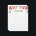 Watercolor Pink Blush Floral Gold Personalized  Letterhead<br><div class="desc">Elegant Watercolor Pink Blush Floral Gold Personalized Stationary Paper includes beautiful pink roses.</div>