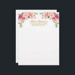 Watercolor Pink Blush Floral Gold Personalized  Letterhead<br><div class="desc">Elegant Watercolor Pink Blush Floral Gold Personalized Stationary Paper includes beautiful pink roses.</div>