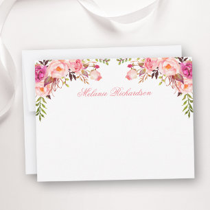 Watercolor Pink Blush Floral Personalized Card
