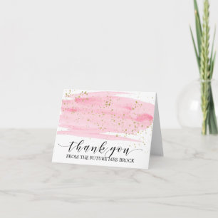 Watercolor Pink Blush & Gold Future Mrs Thank You Card