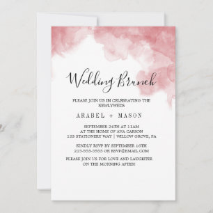 Watercolor Pink Blush & Gold Wedding Brunch  Invitation