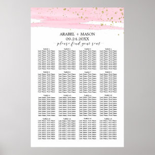 Watercolor Pink Blush & Gold Wedding Seating Chart