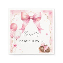 Watercolor Pink Bow Baby Shower