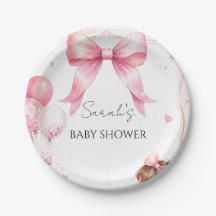 Watercolor Pink Bow Baby Shower