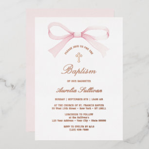 Watercolor Pink Bow Baptism