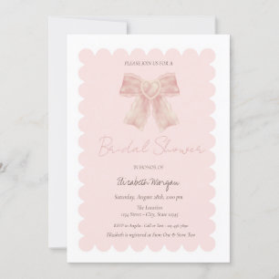 Watercolor Pink Bow Bridal Shower Invitation