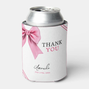 Watercolor Pink Bow Chic Sweet 16 Birthday Can Cooler