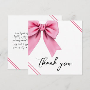 Watercolor Pink Bow Chic Sweet 16 Birthday Thank You Card