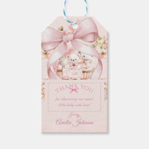 Watercolor Pink Bow Diaper Raffle Ticket Gift Tags
