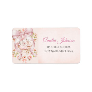 Watercolor Pink Bow Return Address Labels